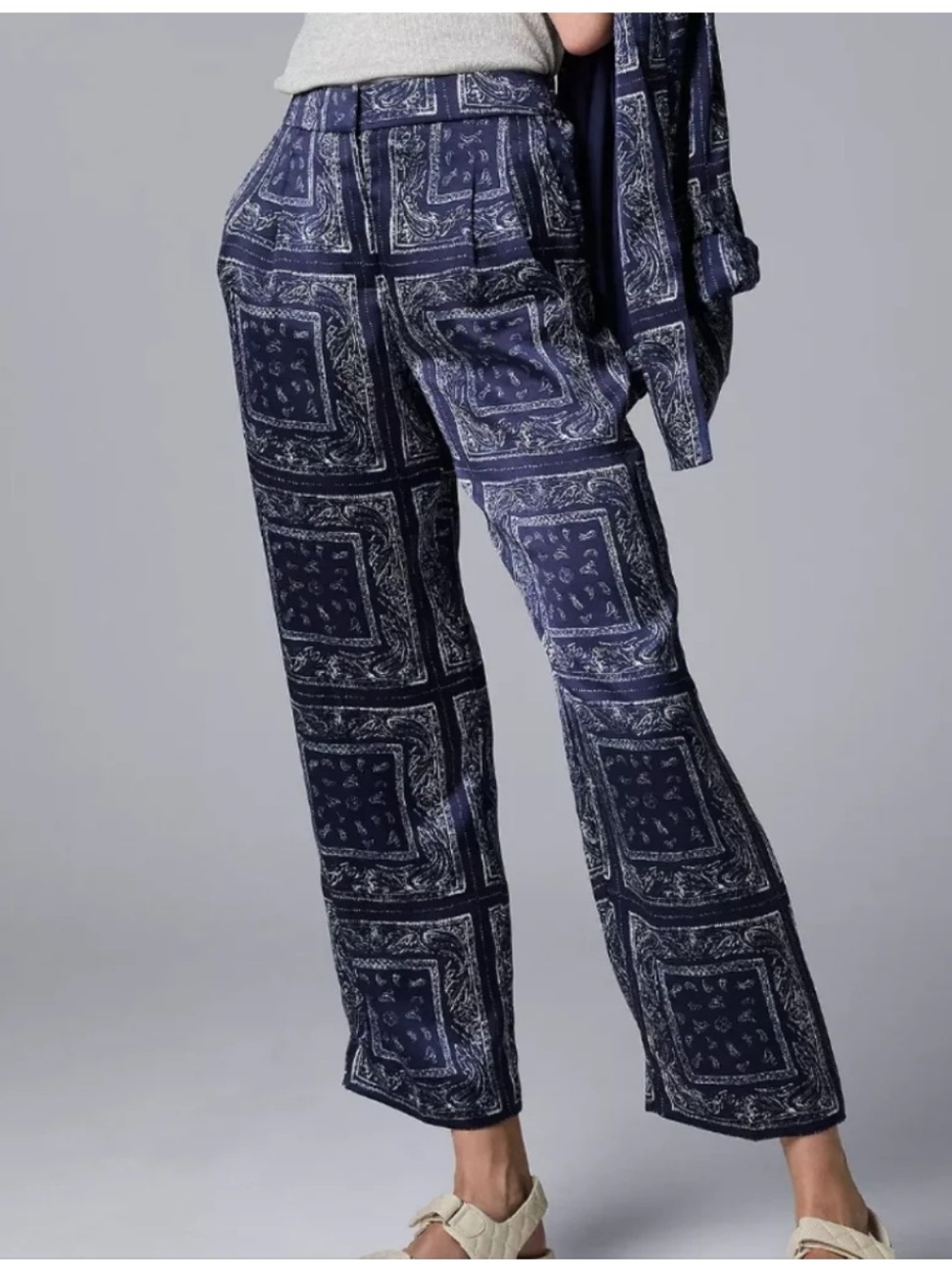 Simply Vera Wang Navy Bandana Print SET - Picture 2 of 9